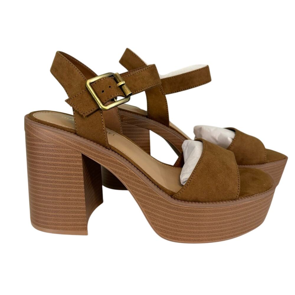 Madden Girl Women's Grandview Block Heel Platform‎ Sandals Tan Size 9.5 NIB